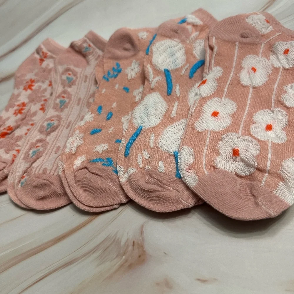 5PK Pink Themed Women Socks - Picture 2 of 2